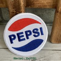 เป๊ปซี่ PEPSI ตัวรีดติดเสื้อ อาร์มรีด อาร์มปัก ตกแต่งเสื้อผ้า หมวก กระเป๋า แจ๊คเก็ตยีนส์ Food, Drink Embroidered Iron on Patch