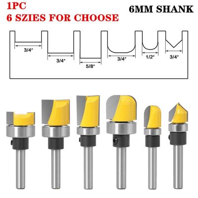 1pc 6mm Shank Round Nose Milling Cutter V Groove Router Bit สําหรับไม้คาร์ไบด์ทําความสะอาดด้านล่างบิตล้าง Trim Bit