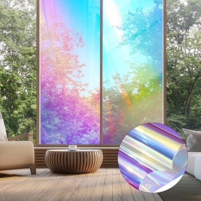 Holographic Window Film Iridescent Dichroic Glass Sticker Self-Adhesive Cellophane Roll