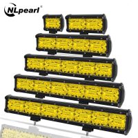 NLpearl ไฟ LED 120W ทางวิบากแท่ง LED 4-20นิ้วสีเหลือง,สำหรับรถบรรทุก Jeep SUV UAZ 4x 4เรือแทรคเตอร์ ATV 12V 24V ไฟหน้า LED