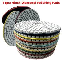 11pcs 4 inch 100mm Diamond Polishing Pads Kit Wet/Dry for Granite Stone Concrete Marble Polishing Use Grinding Discs Set