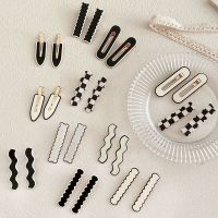 【cw】 2/4/6pcs/set Checkerboard Hairpins Side Hair Barrettes Fashion Accessories 1