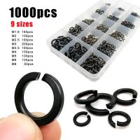 1000X Mix M1.6 M2 M2.5 M3 M3.5 M4 M5 M6 M8 Black 304 A2 Stainless Steel GB93 Spring Split Lock Washer Elastic Gasket Set Kit Box Nails Screws  Fastene