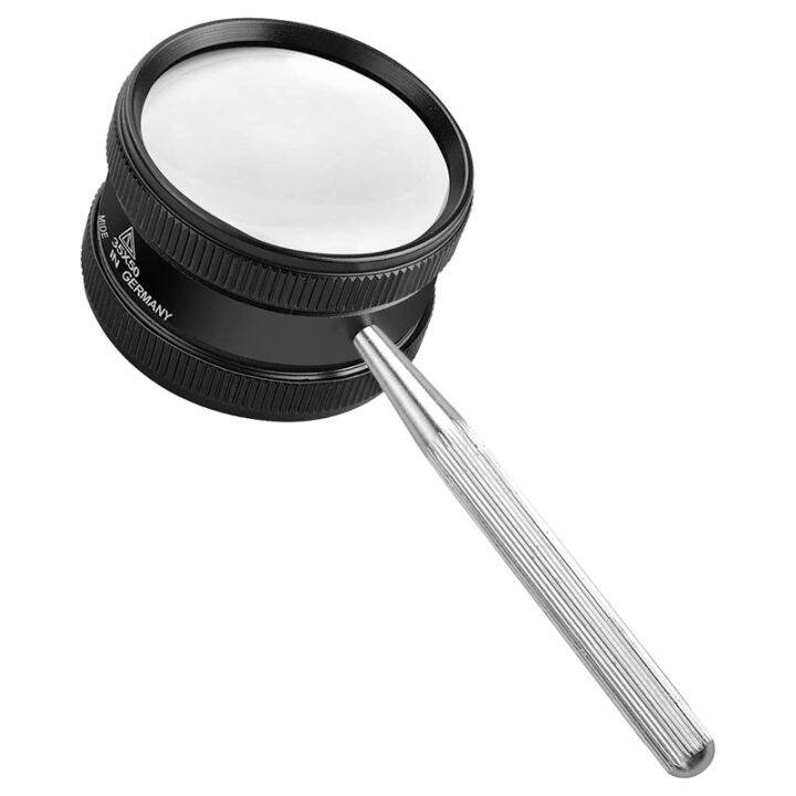 35X Handheld Optical Magnifying Glass Detachable Metal Dual Lens
