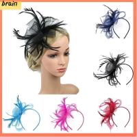 BRAIN เรโทร ที่คาดผมสตรี หมวกสำหรับตกแต่ง คลิปหนีบผม แถบคาดศีรษะ fascinator ขนนกสำหรับผู้หญิง ลายดอกไม้ขนาดใหญ่