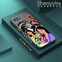 เคส Chenyyyka สำหรับ OPPO F9 F9 Pro U1 Realme A7x 2 Pro เคสการ์ตูน Mulan แฟชั่นแบบบางฝ้าเคสแข็งกันแรงกระแทกลายขอบสี่เหลี่ยมคลุมทั้งหมดป้องกันเลนส์กล้องเคสนิ่ม