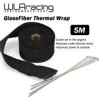 5 Meter Black Motorcycle Exhaust Thermal Exhaust Tape Header Heat Wrap Resistant Downpipe For Motorcycle + 6 Pcs Ties Adhesives Tape