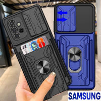 Samsung A14 A24 A34 A54 A42 A04 A13 A23 A73เลนส์กันกระแทก A12ขาตั้งโลหะ A22 A32 A52 A72 A51 A33 A53ป้องกันแบบหรูหราเคสเกราะแข็งแบบเสียบการ์ดได้ในการหมุน