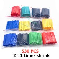 530pcs/Set Polyolefin Shrinking Assorted Heat Shrink Tube Wire Cable Insulated Sleeving Tubing Set 2:1 Waterproof Pipe Sleeve Electrical Circuitry Par