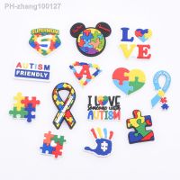 1Pcs Cartoon Jigsaw Puzzle Shoe Charms Autism Friendly Awareness Garden Shoes Buckle Accessories for Sandal Children Gifts