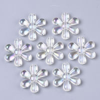 20pc  Transparent Acrylic Beads AB Color Plated Flower Clear AB 24.5x22.5x5mm Hole: 1.5mm