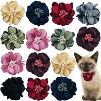 10Pcs Big Flower Dog Bows Collar Pets Exquisite Slidable Bow Tie Collar Grooming Dog Cats Bowties For Collar Dog Cats Supplies