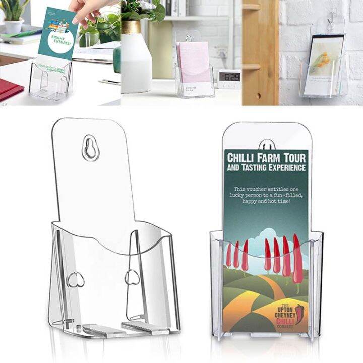 A6 Acrylic Brochure Holder Wall Mount Literature Holders Transparent
