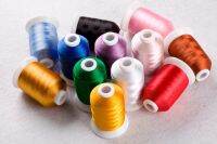 Popular 12 Brother color 100 polyester embroidery machine thread 1100Y cone 12 Satin Threads in box For Janome Brother machine