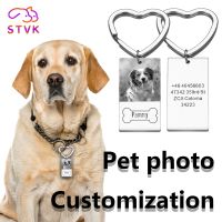 STVK Pets Id Tag Collars Anti lost Dog Photo Customized Puppy Stainless Steel Keychain Personalized Engraving Pet Cat Dog Name