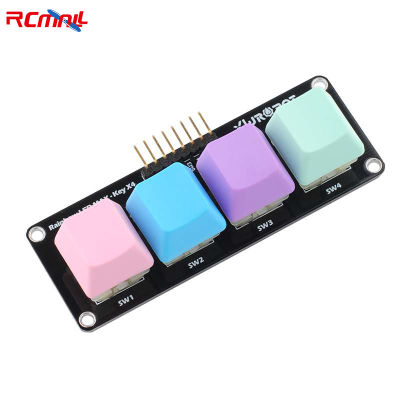 RCmall 4 Kekunci RGB Modul คีย์บอร์ด Mekanikal ไฟแอลอีดีสีรุ้ง MAX-Key SK6812 RGB Warna Penuh ปุ่มไฟ LED