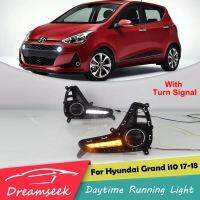 LED DRL สำหรับ Hyundai Grand i10 i10x 2017 2018 ไฟวิ่งกลางวันพร้อมไฟเลี้ยว