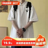 ✴♧ Summer polo shirt Japanese mens lapel short-sleeved t-shirt mens casual and comfortable all-match cotton loose ins boys