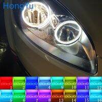 ไฟหน้า Rgb หลายสีแอลอีดีดวงตานางฟ้าแหวนเฮโล Drl Rf รีโมทคอนโทรลสำหรับ Fiat Linea 2007 2015อุปกรณ์เสริม