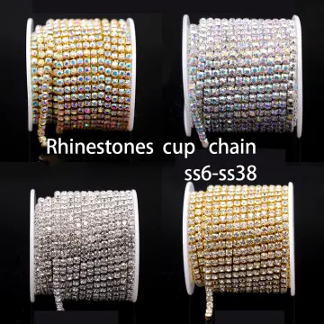  1Meter 2mm-4mm Crystal Rhinestone DIY Cup Chain Dense