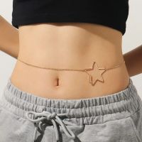 [Free ship] and body chain personality alloy five-pointed star waist casual temperament hollow for women