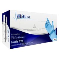 ถุงมือไนไตร สีฟ้า ชนิดไม่มีแป้ง Nitrile Gloves Powder Free แบรนด์วาเลนโกลฟ [ValenGlove]