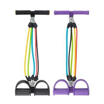 【CC】 New 5 Tubes Tension Rope Durable Foot Pedal Exercise Pull Resistance Bands Trainer Abdomen Training Device