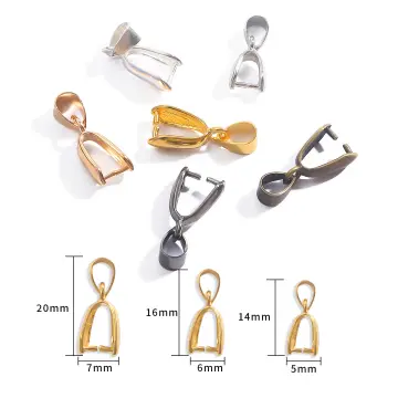 100Pcs Necklace Charm Clasp 18K Gold Plated Pinch Clip Clasp Bail Charm  Metal Pendant Clasps Connectors Bails for DIY Jewelry Clasps Making 