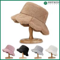 แฟชั่น HBTRED ผ้ากำมะหยี่นุ่ม Topi Bucket หมวกชาวประมงสีเข้มของฤดูใบไม้ร่วงให้ความอบอุ่น