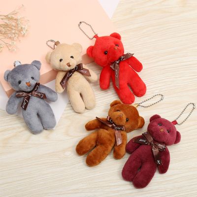 HW 1Pc Mini Plush Bear Toys 12cm Conjoined Bear Pendant