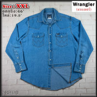 Wrangler®แท้ อกจริง 46 ไซส์ XXL เสื้อเชิ้ตผู้ชาย แรงเลอร์ สียีนส์ เสื้อแขนยาว เนื้อผ้าดี สวยๆ