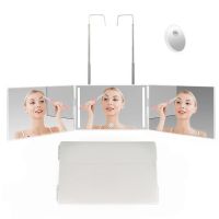 3 Way Make Up Mirror Trifold With LED Lights Self Hairdressing Three-Fold Hair Cutting Styling DIY Haircut Drop Shipping