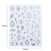 BORN PRETTY 3D Silver Star Moon Celestial Sun Nail Sticker Y2K Metallic