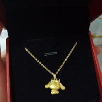 Xiaohongshu Same Ore Gold Jade Gui Dog Pendant Sanliou Big Ear Dog Necklace Feminine Sand Gold Does Not Fade 4F4W 4F4W