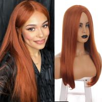 【CW】 HOUYAN wig female cosplay long straight hair orange red natural synthetic women  39;s