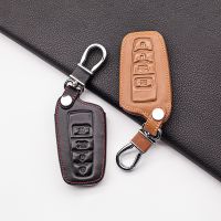 ☎❒ Leather Key Case Fob Cover For Toyota Camry CHR Corolla RAV4 Avalon Land Cruiser Prado Prius Remote 4 Button 2017 2018 2019