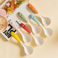 Ceramic Soup Spoon Household Long Handle Small Spoon Korean Style Cute Children Students Eating Noodles Spoon 4PCS/Set ZD551 Serving Utensils