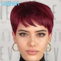 Lekker 99j Red Short Pixie Cut Bob Human Hair Wig For Women Brazilian Remy Hair Colored Ombre Burgundy 613 Blonde Cheap Wigs [ Hot sell ] Toy Center 2