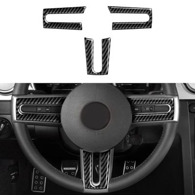 ☼❇✣ Carbon Fiber Car Steering Wheel Cover Sticker Trim for Ford Mustang 2005 2006 2007 2008 2009 Interior Accessories