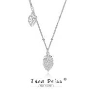 925 Sterling Silver Two Leaves Plant Necklace For Women Exquisite Natural Art Leaves Zircon Pendant Fine Jewelry First Choice