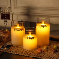 3Pcs Flameless Glass Candles Set Wax Battery Candle Pillars Flickering LED Candles For Home Wedding Party Christmas Decoration