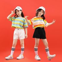 [COD] Childrens hip-hop hiphop performance girls dance suit summer loose short-sleeved tide