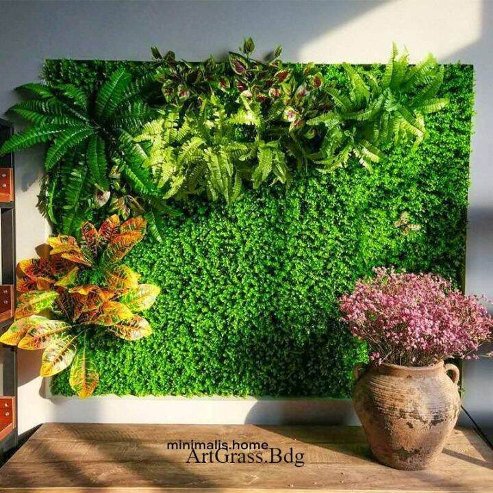 DEKORASI TAMAN Rumput Dinding Sintetis Daun Hias Sintesis Dinding
