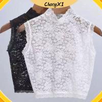 CHONGXI วินเทจ ลูกไม้ปักลาย ถอดออกได้ ลายดอกไม้ดอกไม้ ปกเสื้อปลอม ผูกคอปก เสื้อคอปกปลอม เสื้อสเวตเตอร์ตกแต่ง