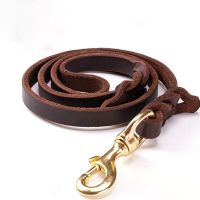 High-End Cowhide Leash หนังสุนัข Handmade ทนทาน Pet Leash สำหรับสุนัขขนาดใหญ่ชุบทองเหลือง Hot Pet Supplies Shop