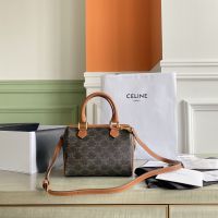 CELINE SMALL BOSTON IN TRIOMPHE CANVAS AND CALFSKINTAN