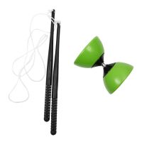 Plastic Bowl Juggling Spinning Chinese Yo Yo Classic Toy with Hand Sticks Green