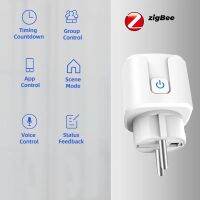 Eu Zigbee 3.0ปลั๊กไฟซ็อกเก็ตไฟบ้านไร้สายอัจฉริยะ Tuya Zigbee แอปรีโมทคอนโทรลชีวิตอัจฉริยะกับ Smartthings Hu-E Alexa