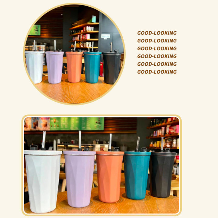 retractable-straw-cup-stainless-steel-coffee-cup-minimalist-straw-cup-vacuum-cup-large-capacity-insulation-cup-high-appearance-coffee-cup