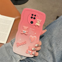 เคสนิ่ม TPU 3มิติสำหรับ Xiaomi Redmi เคส Note9 Redmi Note9 4G แฟชั่นพรีเมี่ยมไล่ระดับสี3D ความรักหัวใจหมีโทรศัพท์เคสป้องกันนุ่มนิ่ม TPU